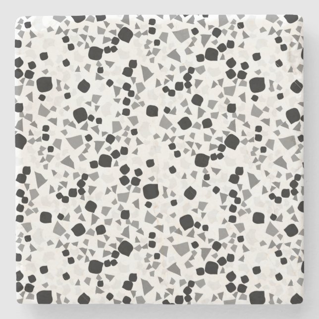 Posavasos De Piedra Moderna y simple Terrazzo blanco Tile negro (Anverso)