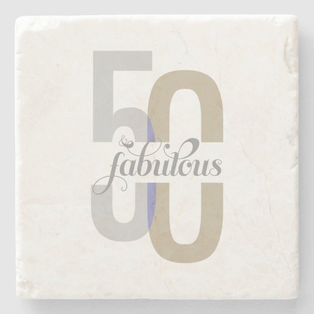 Posavasos De Piedra Moderno 50 y fabuloso 50 cumpleaños elegante (Anverso)