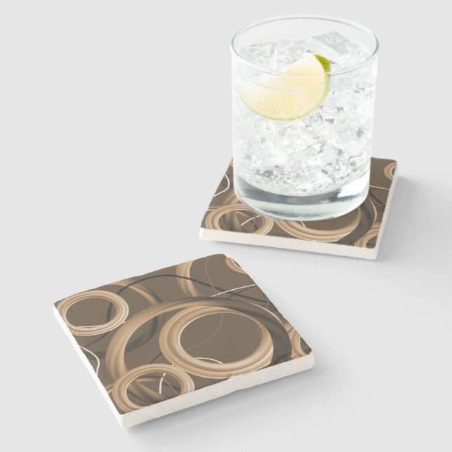 Posavasos De Piedra Moderno Abstract Brown Swirl (Lateral)
