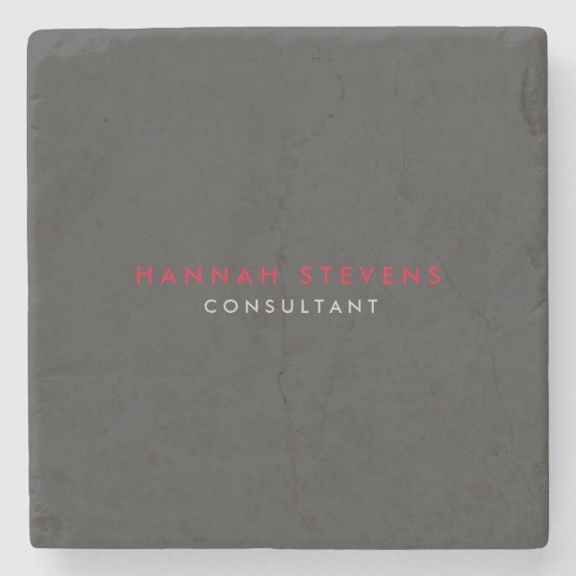 Posavasos De Piedra Moderno Black Gray Red Profesional Su Nombre (Anverso)