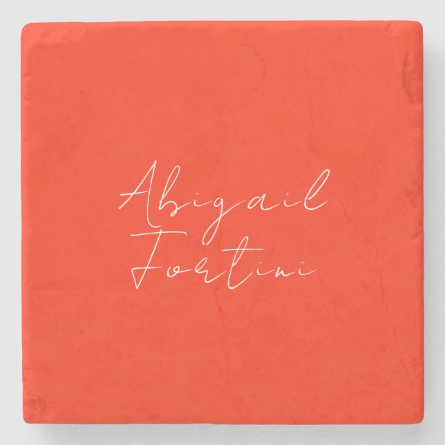 Posavasos De Piedra Moderno blanco rojo minimalista (Anverso)