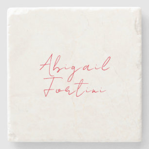 Posavasos De Piedra Moderno blanco rojo minimalista