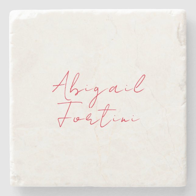 Posavasos De Piedra Moderno blanco rojo minimalista (Anverso)