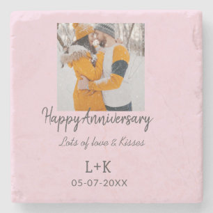 Posavasos De Piedra Moderno boho feliz aniversario añadir nombre de fe