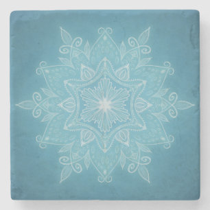 Posavasos De Piedra Moderno boho mandala azul turquesa azul