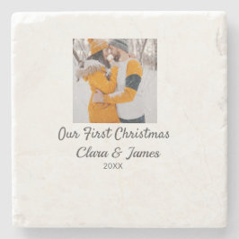 Posavasos De Piedra Moderno boho nuestra primera foto de Navidad nombr