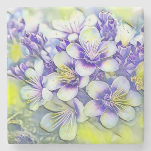 Posavasos De Piedra Moderno color de agua de flores de cerezo morado b