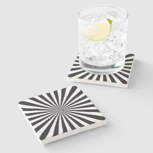 Posavasos De Piedra Moderno de mediados de siglo Sol geométrico blanco