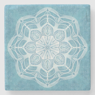 Posavasos De Piedra Moderno diseño en blanco y azul turquesa