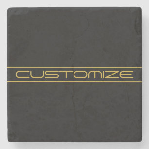 Posavasos De Piedra Moderno estilo Editable Gold Text & Line Stripes