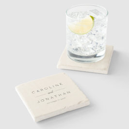 Posavasos De Piedra Moderno guión Minimalista Marfil - Matrimonio pers