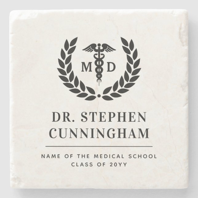 Posavasos De Piedra Moderno Médico de Medicine Med School Graduado (Anverso)