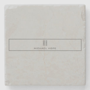 Posavasos De Piedra Moderno Monograma Iniciales Profesionales Simple