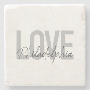 Posavasos De Piedra Moderno, simple, genial, diseño Love Philadelphia