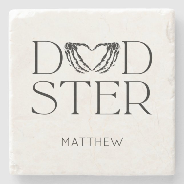 Posavasos De Piedra Moderno Skeleton negro asusta Dadster Papá Hallowe (Anverso)