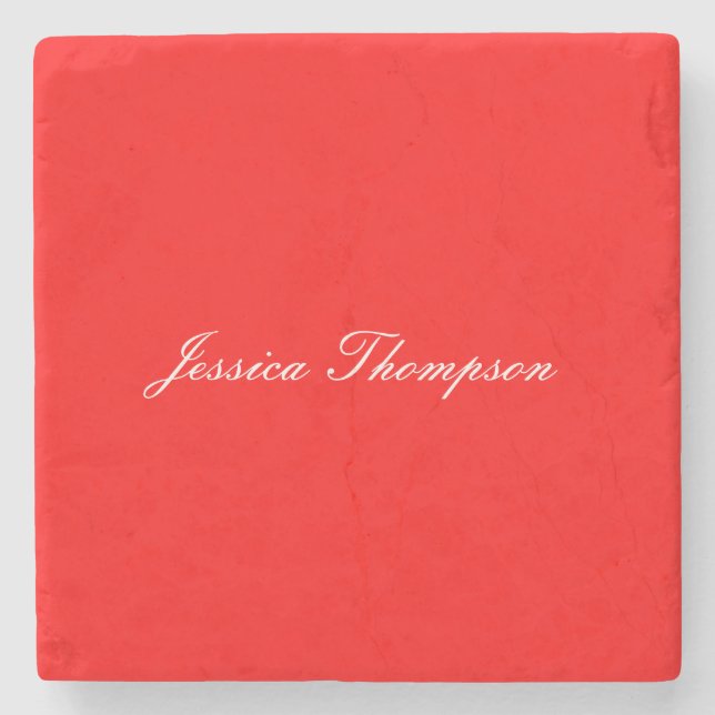 Posavasos De Piedra Moderno y elegante llano simple rojo profesional (Anverso)