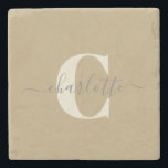 Posavasos De Piedra Moderno y elegante nombre monogramado Gold Tan<br><div class="desc">Personalizado Moderno y Elegante Nombre Monogramado Golden Tan Stone Coaster</div>