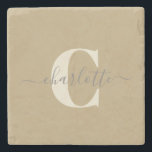 Posavasos De Piedra Moderno y elegante nombre monogramado Gold Tan<br><div class="desc">Personalizado Moderno y Elegante Nombre Monogramado Golden Tan Stone Coaster</div>