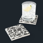 Posavasos De Piedra Modernos puntos de vacas negras imprimen a criador<br><div class="desc">Clásica y moderna piel de vaca negra y blanca diseño decoración y regalos en casa. Huella animal de manchas de vacas</div>