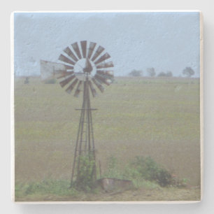 Posavasos De Piedra Molino de viento rústico