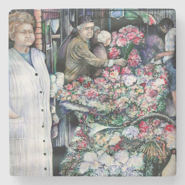 Posavasos De Piedra Momento mágico en el mercado de Misloc (Anverso)