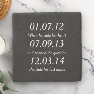 Posavasos De Piedra Momentos Románticos Fechas Personalizadas Boda Per