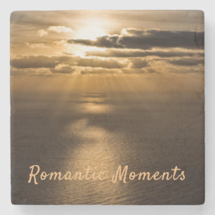 Posavasos De Piedra Momentos románticos puesta de sol foto del océano