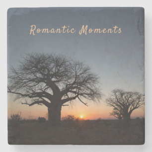 Posavasos De Piedra Momentos románticos Sunset Sacred Baobabs foto tex
