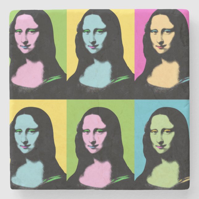 Posavasos De Piedra Mona Lisa - Estilo de arte pop (Anverso)