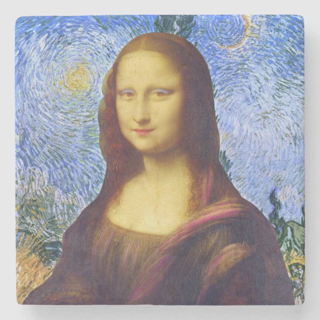 Posavasos De Piedra Mona Lisa y Van Gogh (Anverso)