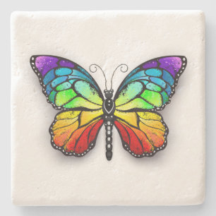Posavasos De Piedra Monarca de mariposa arco iris