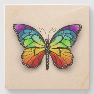 Posavasos De Piedra Monarca de mariposa arco iris