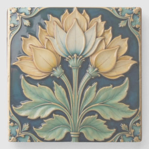 Posavasos De Piedra Monasterio de piedra de flores amarillas y blancas