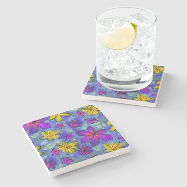 Posavasos De Piedra Monasterio de piedra floral de las flores del sueñ (Lateral)