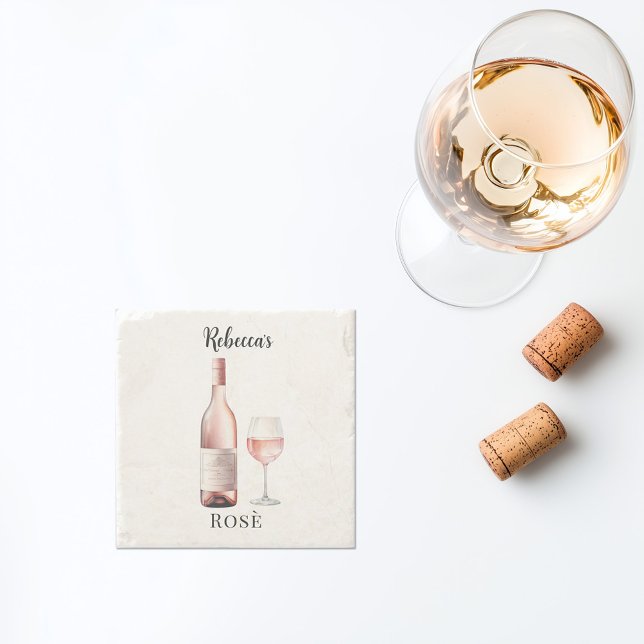 Posavasos De Piedra Monasterio de Rosé Wine Lover - Vino personalizado (personalized rosé wine coaster custom name)