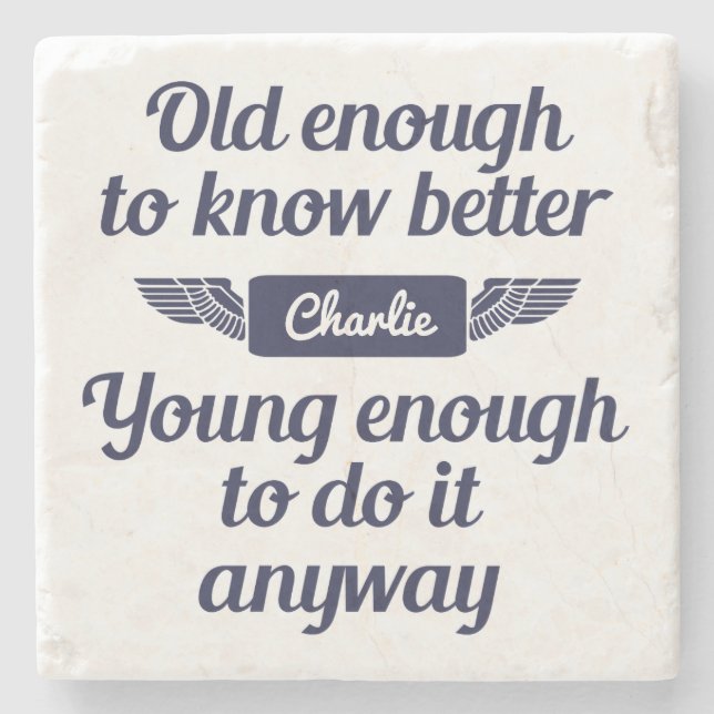 Posavasos De Piedra Monastre de piedra con nombre personalizado "Viejo (Anverso)