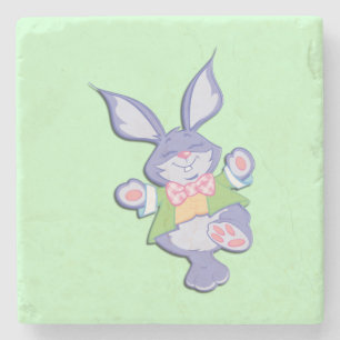 Posavasos De Piedra Moneda de conejito malva de pascua bailando