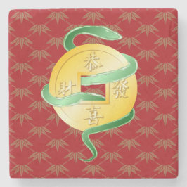 Posavasos De Piedra Moneda de oro china del Año Nuevo Lunar de la Serp
