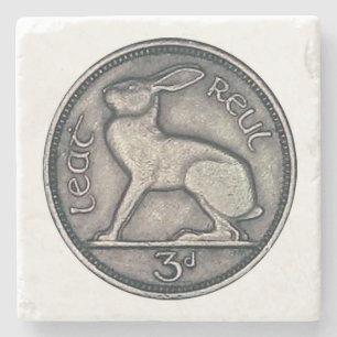 Posavasos De Piedra Moneda irlandesa, liebre, Monasterio de 3 Pence Ir