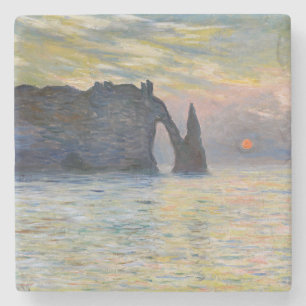 Posavasos De Piedra Monet - Manneport, acantilado en Etretat, Sunset