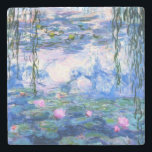 Posavasos De Piedra Monet Pink Water Lilies<br><div class="desc">Una montaña de piedra con nenúfares rosados de Monet,  con hermosos nenúfares de agua rosada flotando en un tranquilo estanque azul con colchonetas de lirios. Un gran regalo de Monet para los amantes del impresionismo y del arte francés. Impresionismo natural sereno con flores y paisajes pintorescos de estanques.</div>