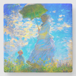 Posavasos De Piedra Monet Woman con una sombrilla