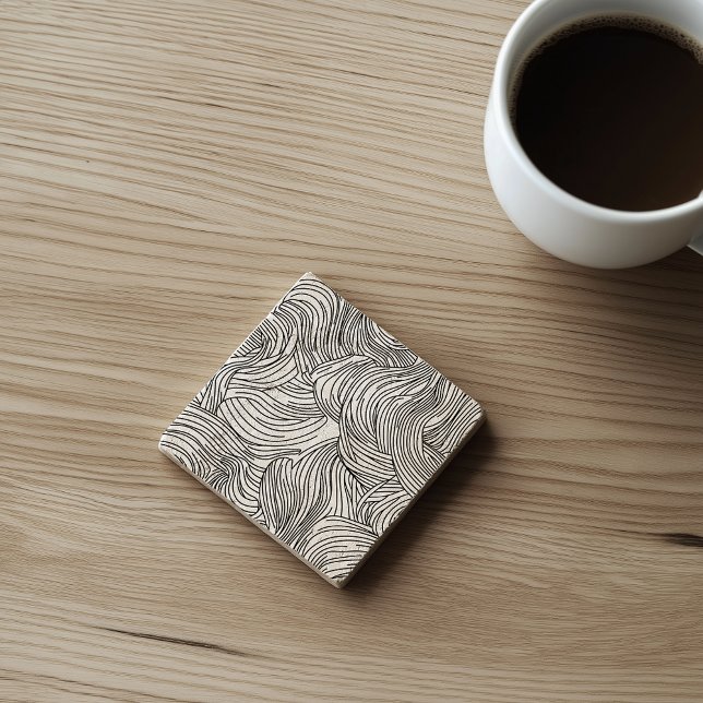 Posavasos De Piedra Monocromo Escandinavo Patrón de Olas Escandinavas  (Subido por el creador)