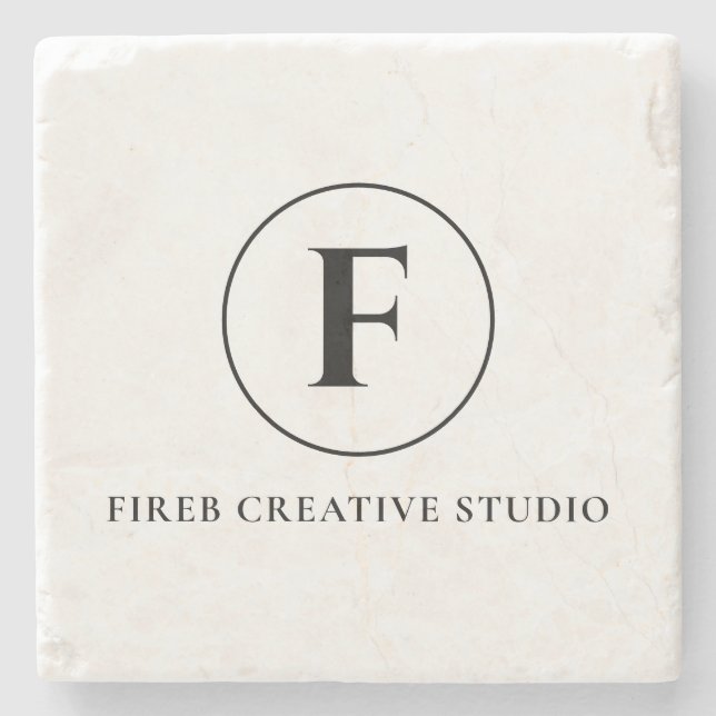 Posavasos De Piedra Monogram Minimalist Initial Name Marble Design (Anverso)