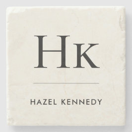 Posavasos De Piedra Monogram Simple Elegant Minimal Ivory Monogrammed