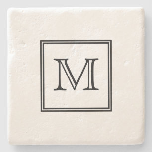 Posavasos De Piedra Monograma blanco y negro