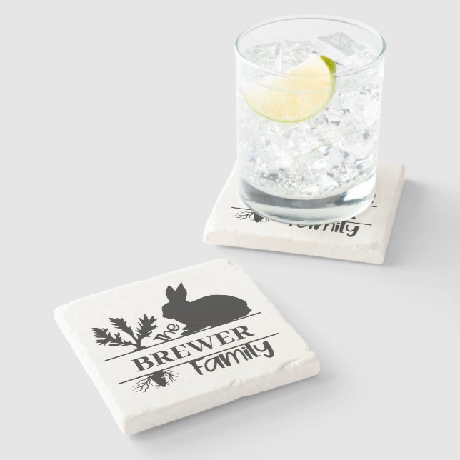 Posavasos De Piedra Monograma Bunny Stone Coaster (Lateral)