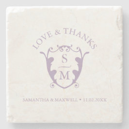 Posavasos De Piedra Monograma Clásico boda Coasters Favorece Lilac