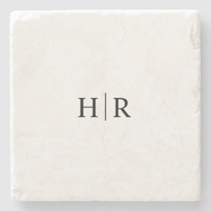Posavasos De Piedra Monograma Clásico Elegante