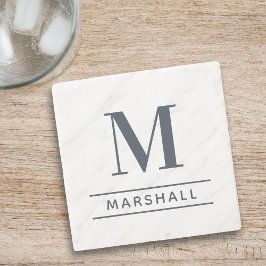 Posavasos De Piedra Monograma clásico en gris pizarra serif